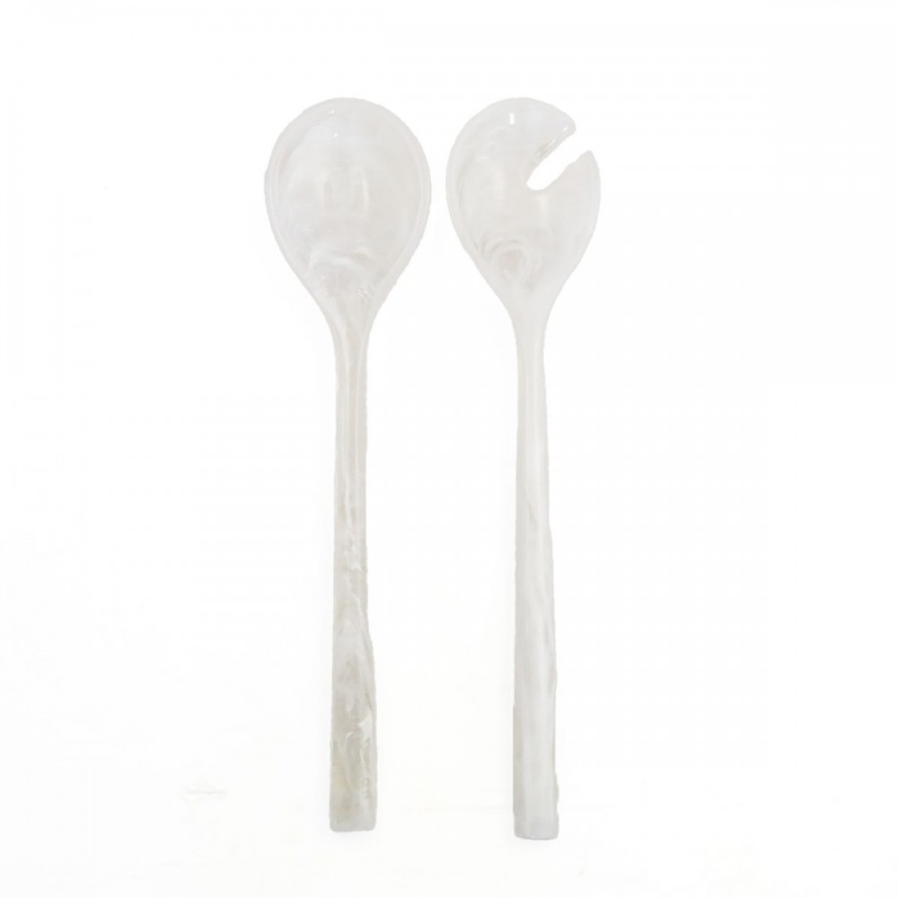 Couverts à salade en résine blanc