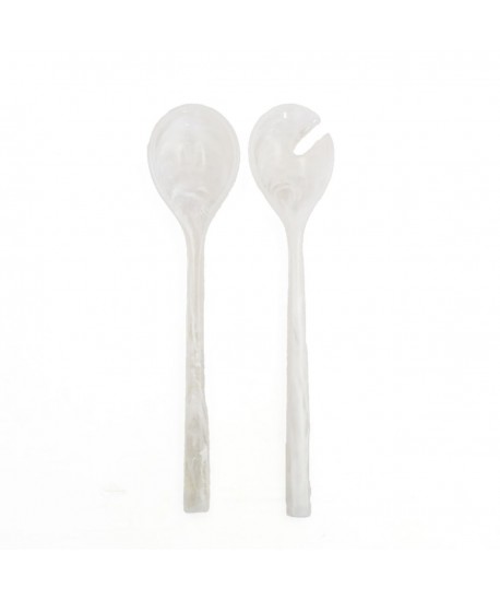 Couverts à salade en résine blanc