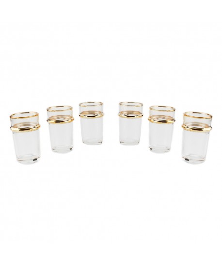 Tasses à thé en verre bords dorés 175ml - lot de 6