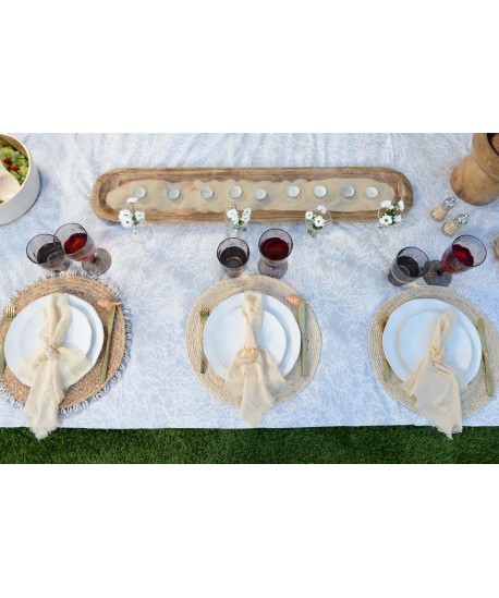Long rectangular wooden decorative tray 100x9x2.5cm