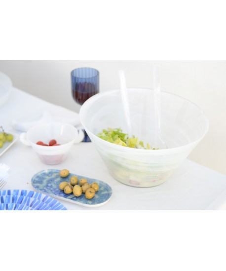 Couverts à salade en résine blanc