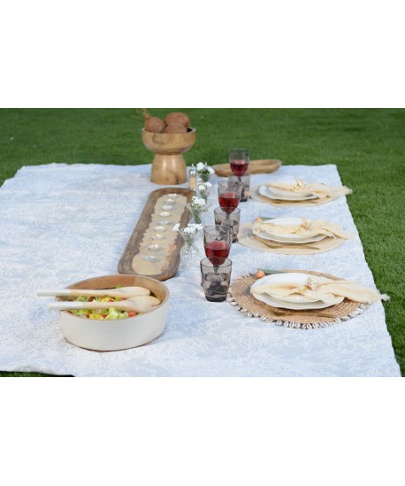 Long rectangular wooden decorative tray 100x9x2.5cm