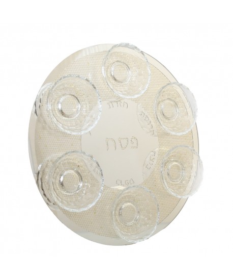 Plat seder doré en cristal 42x42x6cm