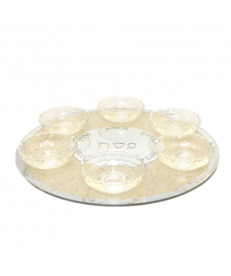 Plat seder doré en cristal 42x42x6cm