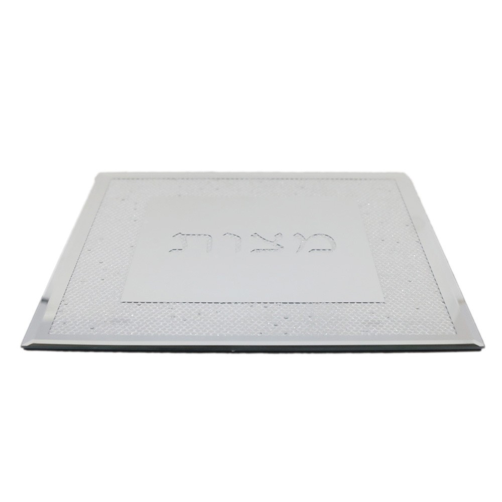 Plat carré matsa argent en verre 30x30x1cm