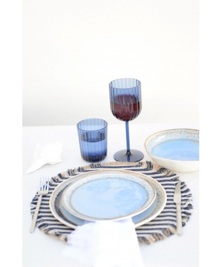 Assiette à dessert bleue en porcelaine 21.5x21.5x1.4cm