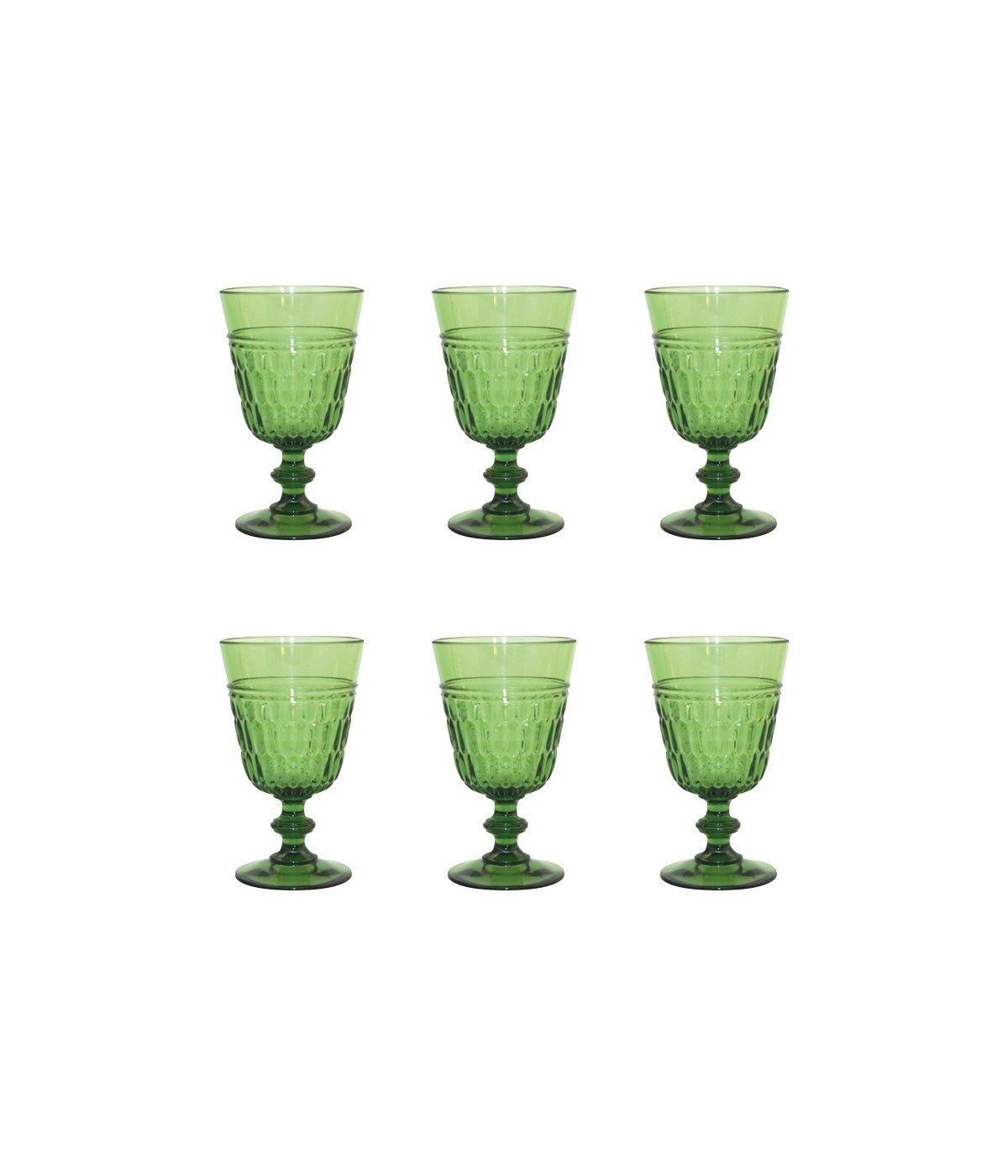 Verres à vin vert en acrylique - lot de 6