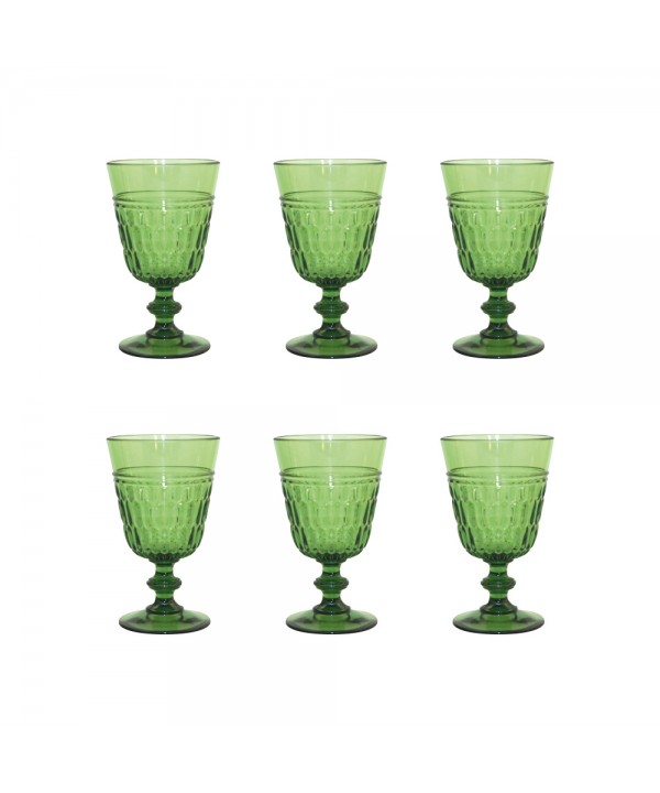 Verres à vin vert en acrylique - lot de 6