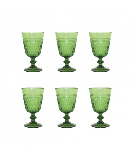 Verres à vin vert en acrylique - lot de 6