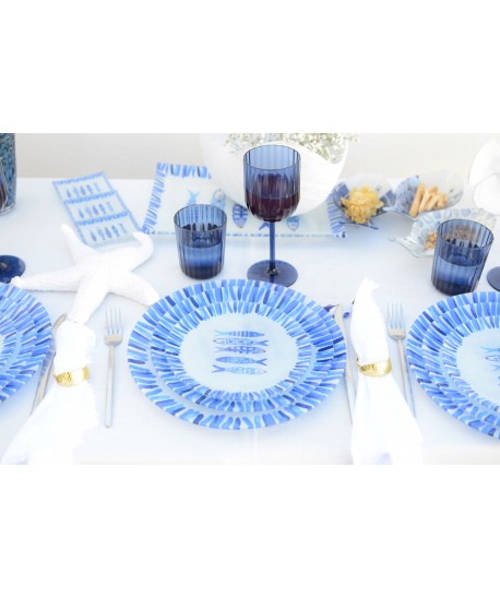 Blue acrylic water glasses - set of 6