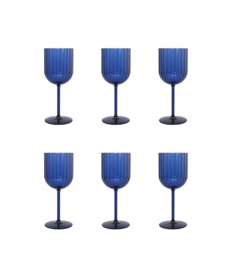 Verres à vin bleu en acrylique - lot de 6