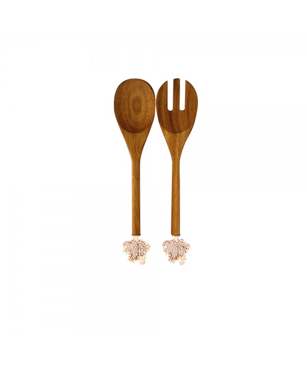Coral rose gold salad serving utensils