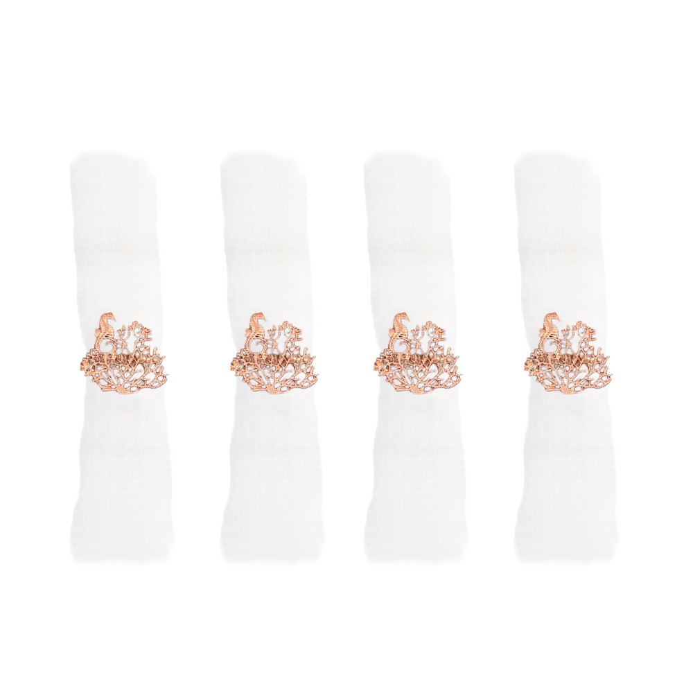 Lot de 4 ronds de serviettes corail rose gold