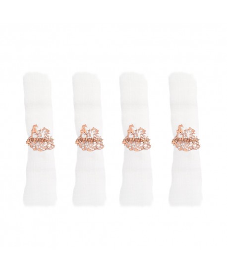 Lot de 4 ronds de serviettes corail rose gold