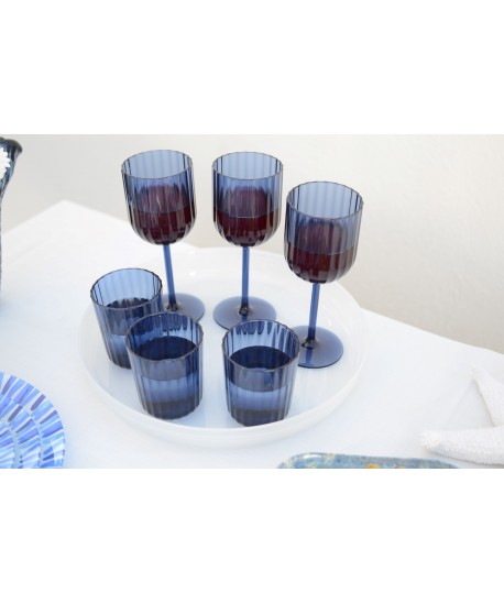 Verres à vin bleu en acrylique - lot de 6