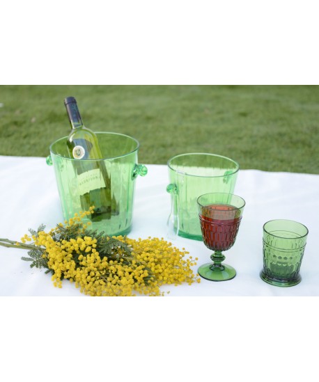 Verres à vin vert en acrylique - lot de 6