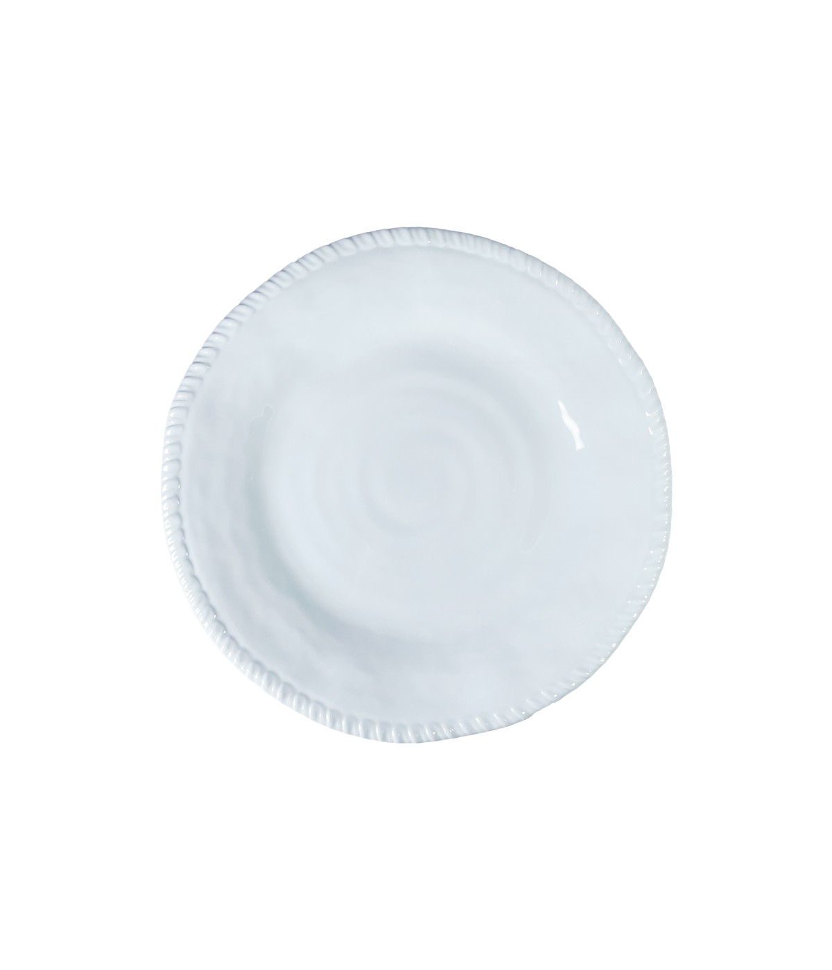Assiette plate en mélamine blanche bord corde 28x28x2.5cm