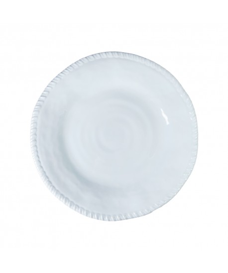 Assiette plate en mélamine blanche bord corde 28x28x2.5cm