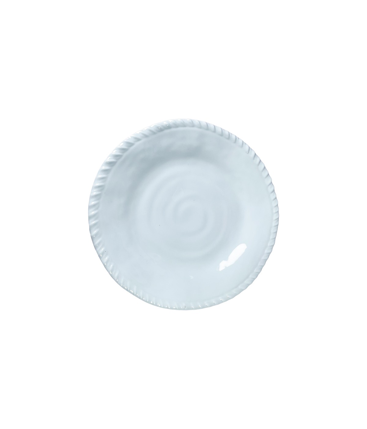 White melamine dessert plate with rope border 23x23x2cm