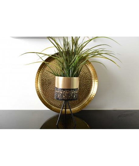 Metal plant holder with golden vase h.34cm