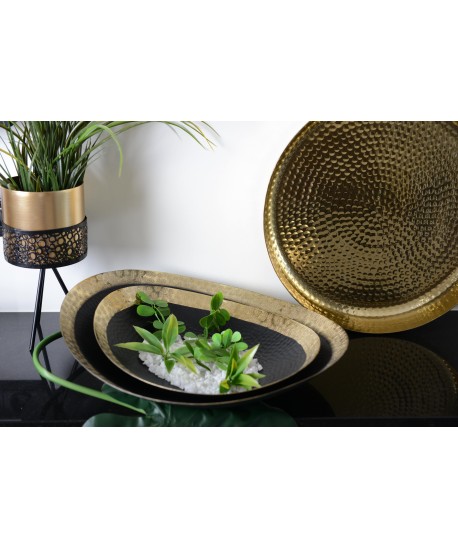 Metal plant holder with golden vase h.34cm