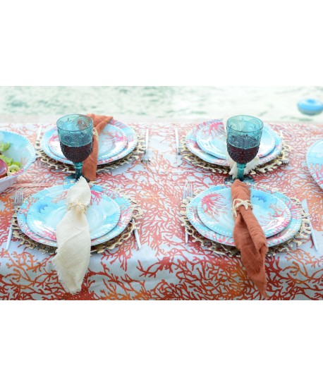 Assiette à dessert en mélamine corail 23x23x2cm