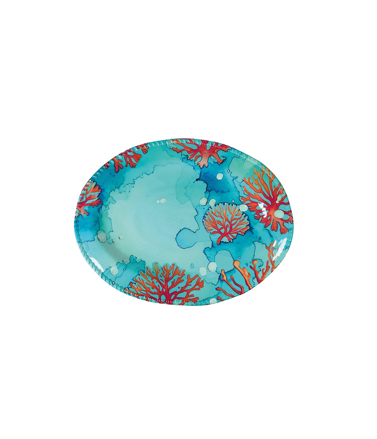 Coral melamine oval tray 43.5x21x2.5cm