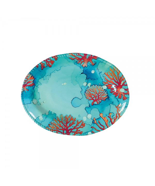 Coral melamine oval tray 43.5x21x2.5cm