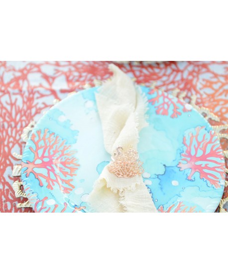 Lot de 4 ronds de serviettes corail rose gold