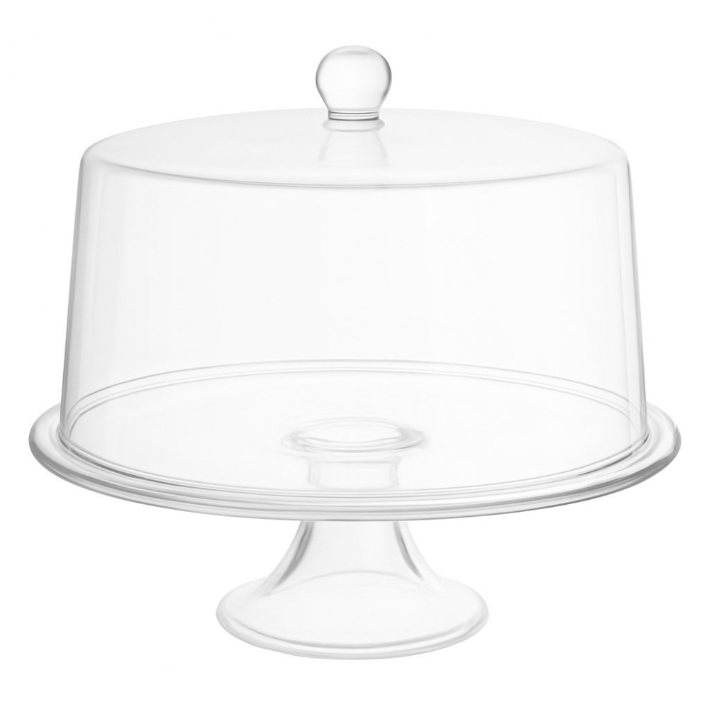 Plat à gâteaux sur pied avec cloche droite 33.5x33.5x27cm