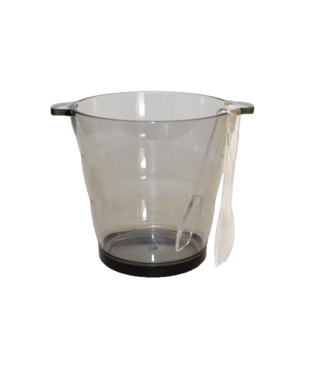 Smoked ice bucket with tongs 16.6x16.6x17cm