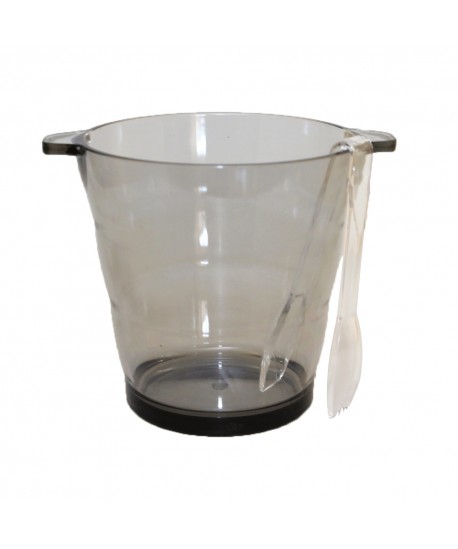 Smoked ice bucket with tongs 16.6x16.6x17cm