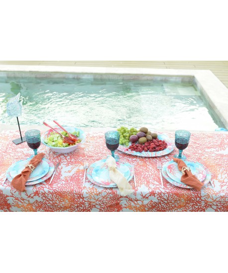 Coral melamine oval tray 43.5x21x2.5cm