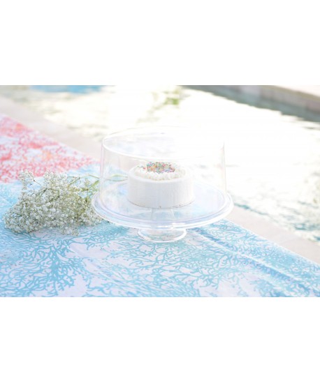 Plat à gâteaux sur pied avec cloche droite 33.5x33.5x27cm