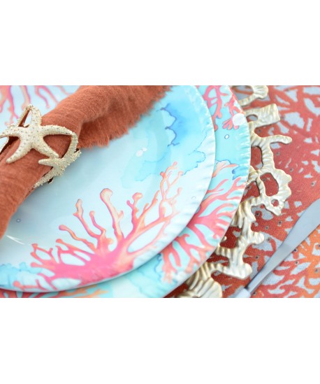 Coral melamine dinner plate 28x28x2.5cm
