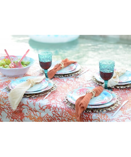 Assiette à dessert en mélamine corail 23x23x2cm