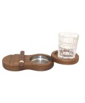 Whiskey glass 310ml with wooden tray