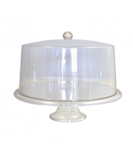 Plat à gâteaux sur pied avec cloche droite 33.5x33.5x27cm