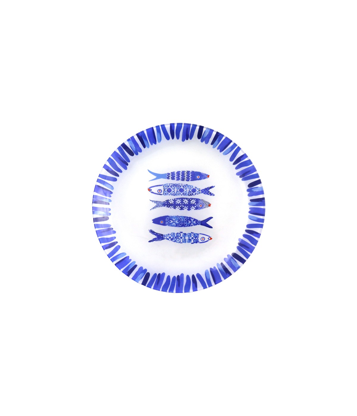Assiette à dessert poisson bleu 20x20x1.3cm  - lot de 6