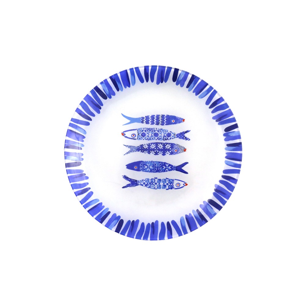 Assiette à dessert poisson bleu 20x20x1.3cm  - lot de 6