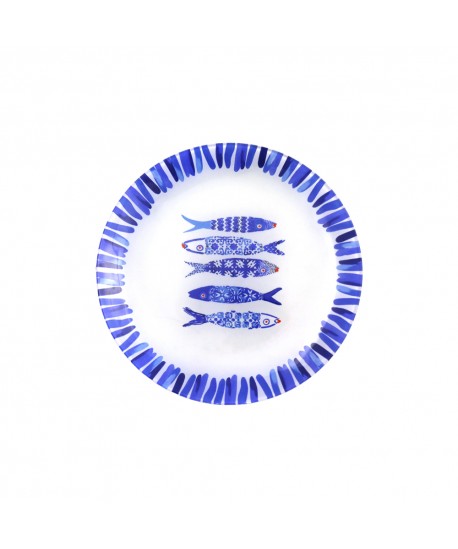 Assiette à dessert poisson bleu 20x20x1.3cm  - lot de 6