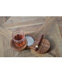 Whiskey glass 310ml with wooden tray