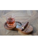 Whiskey glass 310ml with wooden tray