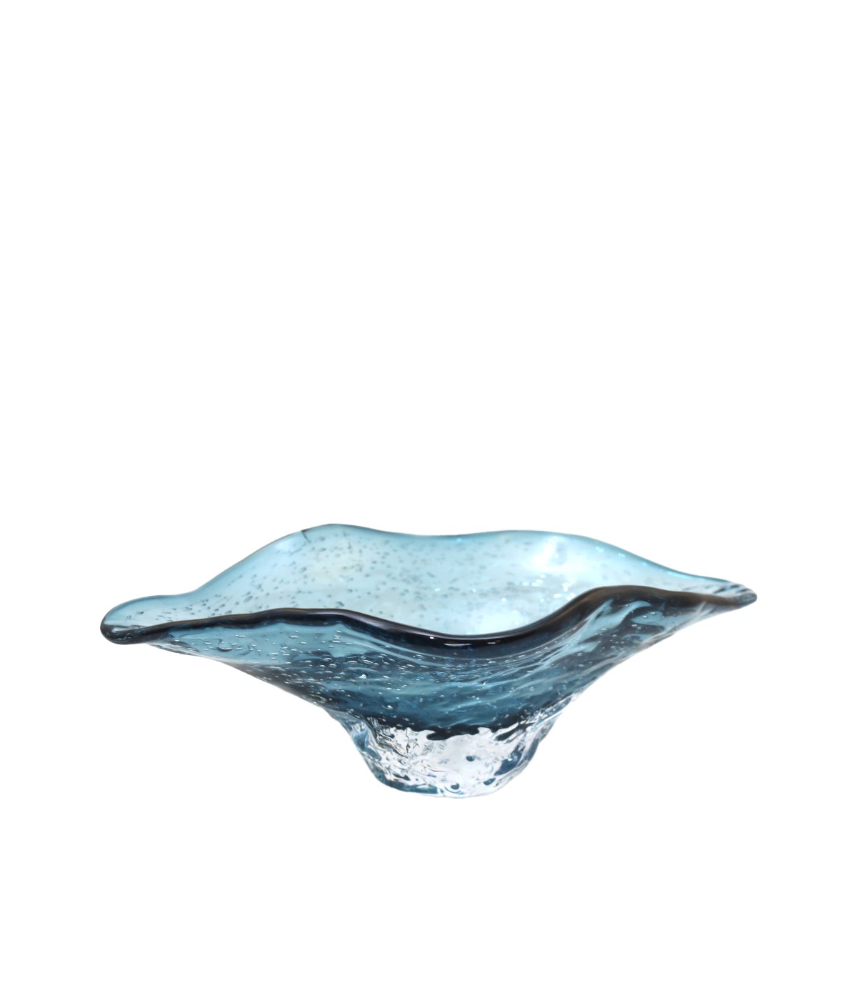 Coupe décorative en verre bleue 33x18x10.5cm
