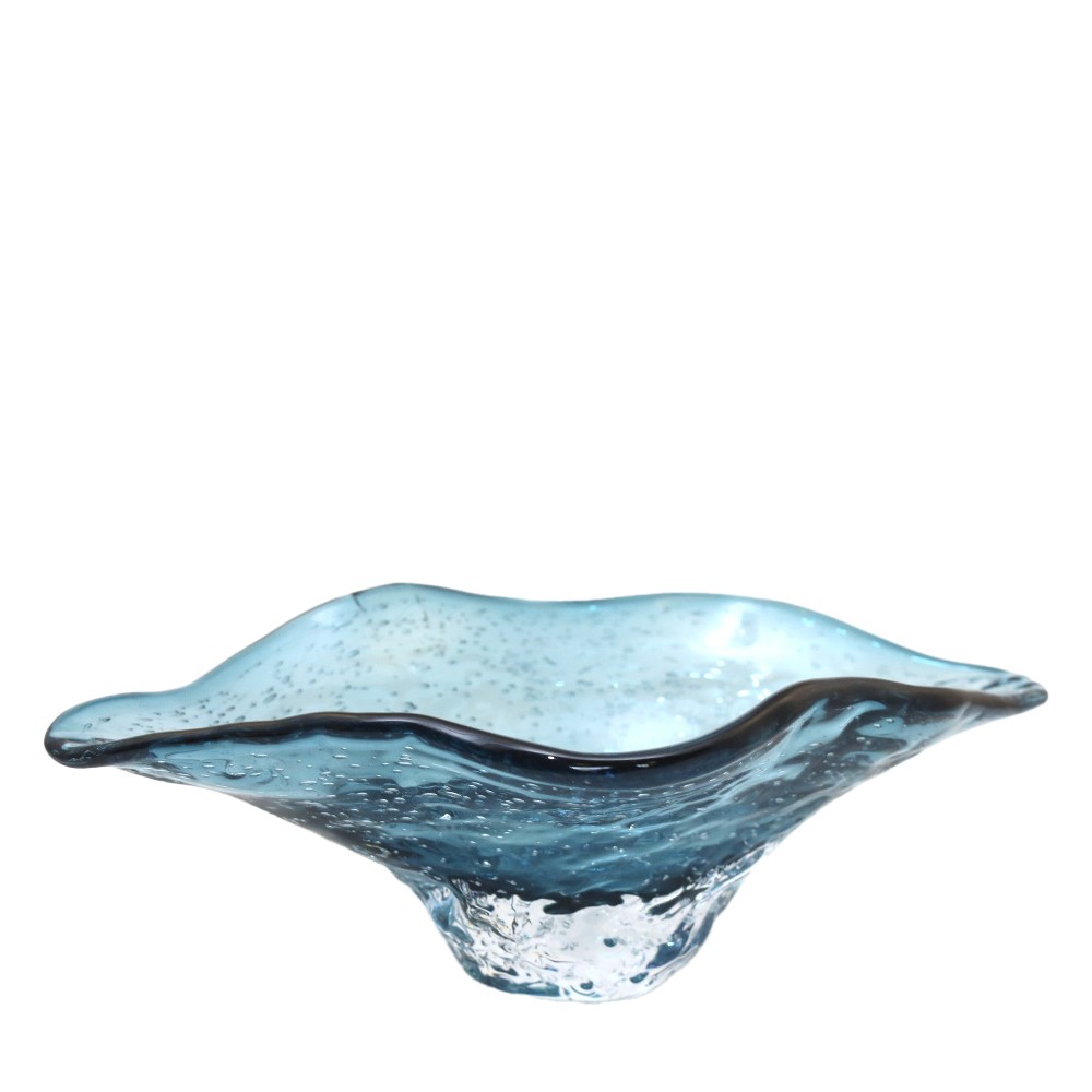 Coupe décorative en verre bleue 33x18x10.5cm