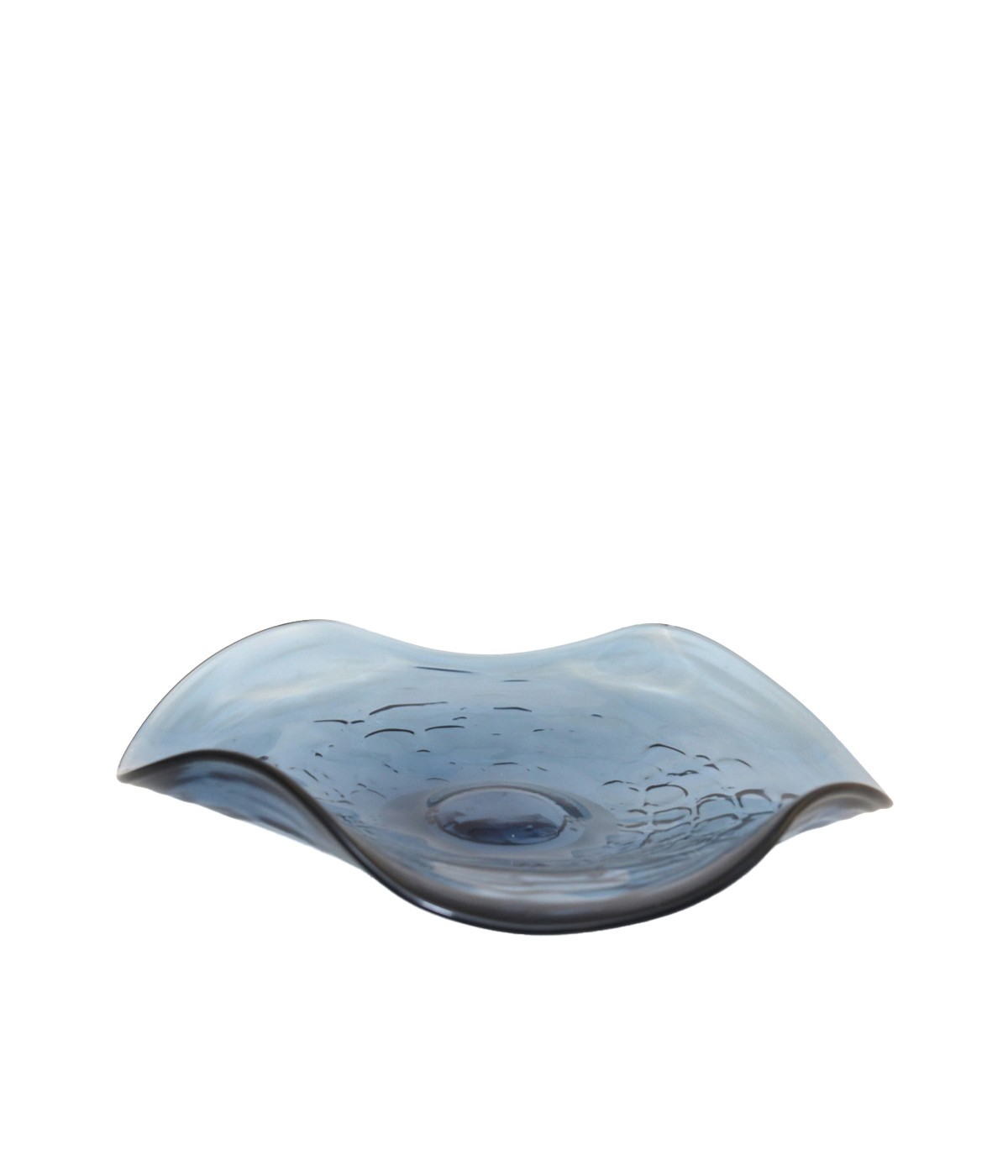 Coupe décorative en verre bleue 30x30x6.5cm