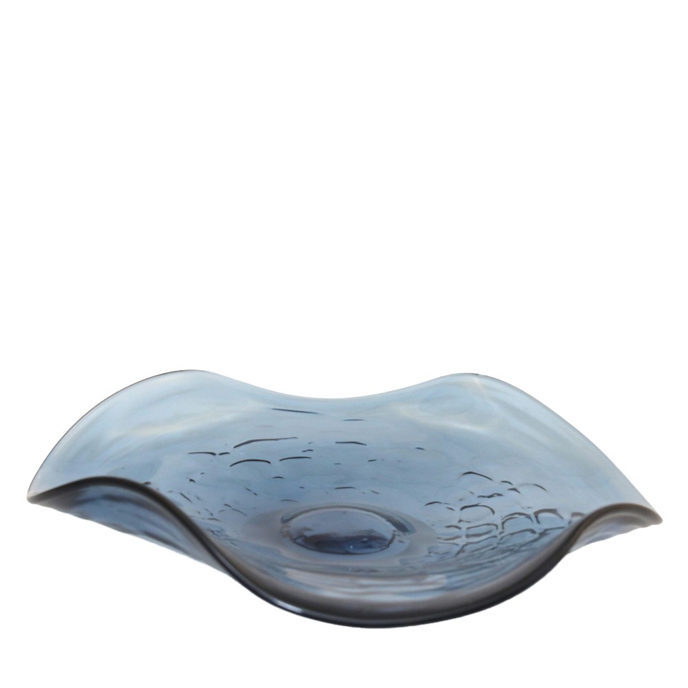 Coupe décorative en verre bleue 30x30x6.5cm