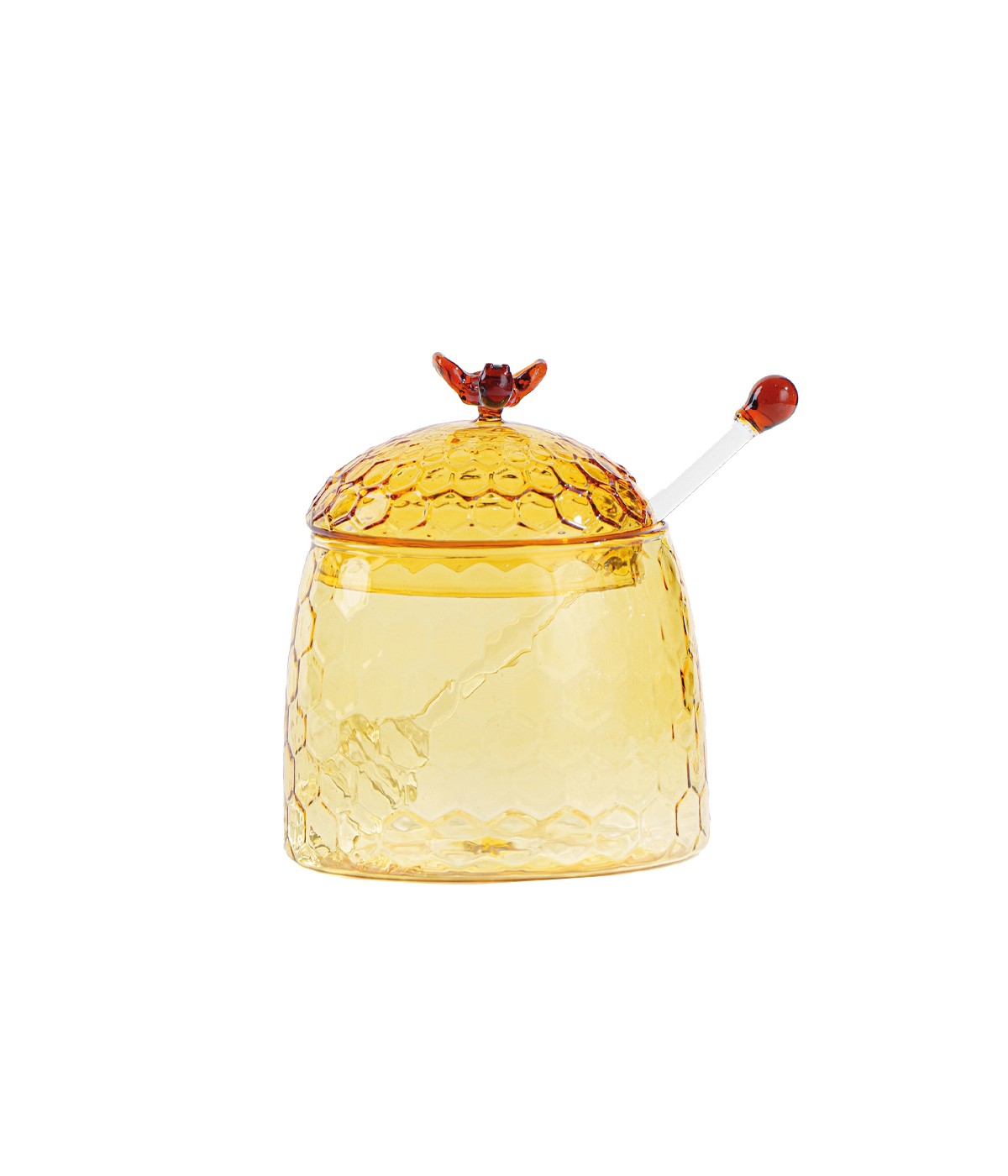 Amber honey pot 9.5x9.5x11.2cm
