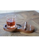 Whiskey glass 310ml with wooden tray