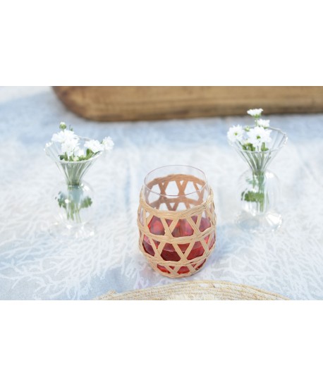 Verres à eau en rotin 9x9x12cm - lot de 6